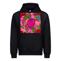 Black valentines day flower heart with leopard seamless pattern Urban Hoodie - BundleAndBundleShop
