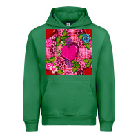 Emerald valentines day flower heart with leopard seamless pattern Urban Hoodie - BundleAndBundleShop