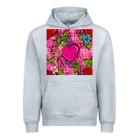 Heather Grey valentines day flower heart with leopard seamless pattern Urban Hoodie - BundleAndBundleShop