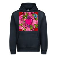 Navy valentines day flower heart with leopard seamless pattern Urban Hoodie - BundleAndBundleShop