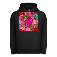 Pigment Black valentines day flower heart with leopard seamless pattern Urban Hoodie - BundleAndBundleShop