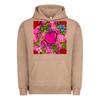 Pigment Burro valentines day flower heart with leopard seamless pattern Urban Hoodie - BundleAndBundleShop