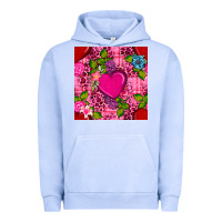 Pigment Grape Ice valentines day flower heart with leopard seamless pattern Urban Hoodie - BundleAndBundleShop