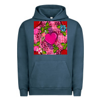 Pigment Midnight Navy valentines day flower heart with leopard seamless pattern Urban Hoodie - BundleAndBundleShop
