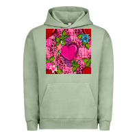 Pigment Oil Green valentines day flower heart with leopard seamless pattern Urban Hoodie - BundleAndBundleShop