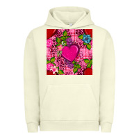 Pigment Pistachio valentines day flower heart with leopard seamless pattern Urban Hoodie - BundleAndBundleShop