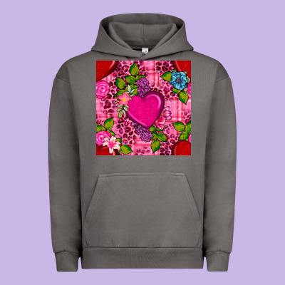 Valentines Day Flower Heart With Leopard Seamless Pattern Urban Hoodie Designed By Bundleandbundleshop