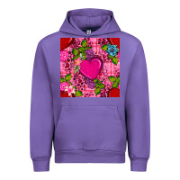 Tulip valentines day flower heart with leopard seamless pattern Urban Hoodie - BundleAndBundleShop