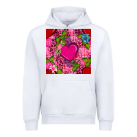 White valentines day flower heart with leopard seamless pattern Urban Hoodie - BundleAndBundleShop
