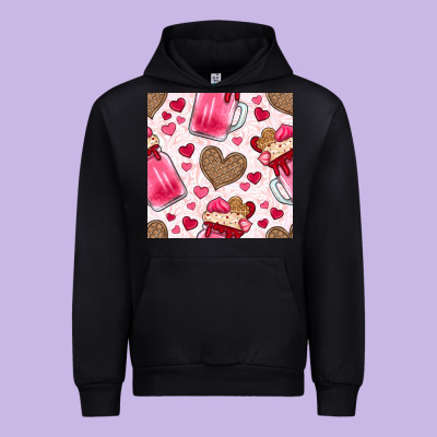 Valentines Day Milkshake Seamless Pattern Urban Hoodie Designed By Bundleandbundleshop
