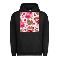 Pigment Black valentines day milkshake seamless pattern Urban Hoodie - BundleAndBundleShop