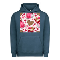 Pigment Midnight Navy valentines day milkshake seamless pattern Urban Hoodie - BundleAndBundleShop