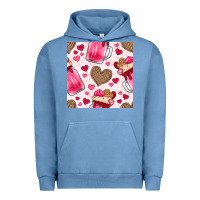 Pigment Pebble Blue valentines day milkshake seamless pattern Urban Hoodie - BundleAndBundleShop