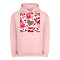 Pigment Salmon valentines day milkshake seamless pattern Urban Hoodie - BundleAndBundleShop