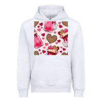 White valentines day milkshake seamless pattern Urban Hoodie - BundleAndBundleShop