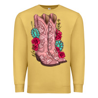 Antique Gold floral cowgirl boots Premium Sweatshirt - texasbilliewilder