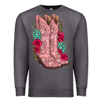 Charcoal Heather floral cowgirl boots Premium Sweatshirt - texasbilliewilder