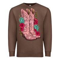 Chestnut floral cowgirl boots Premium Sweatshirt - texasbilliewilder