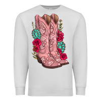 Dove Grey floral cowgirl boots Premium Sweatshirt - texasbilliewilder
