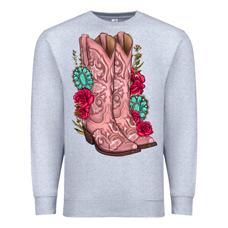 Floral Cowgirl Boots Premium Sweatshirt by texasbilliewilder | Teevron