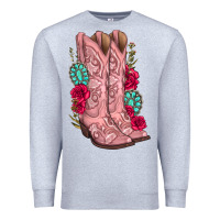 Heather Grey floral cowgirl boots Premium Sweatshirt - texasbilliewilder