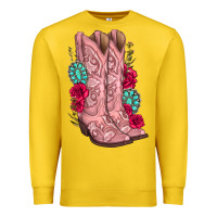 Lemon floral cowgirl boots Premium Sweatshirt - texasbilliewilder