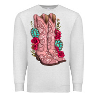 Oatmeal Heather floral cowgirl boots Premium Sweatshirt - texasbilliewilder