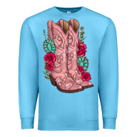 Ocean Blue floral cowgirl boots Premium Sweatshirt - texasbilliewilder