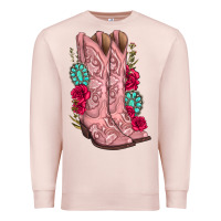 Pale Pink floral cowgirl boots Premium Sweatshirt - texasbilliewilder