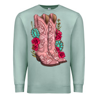 Seafoam floral cowgirl boots Premium Sweatshirt - texasbilliewilder