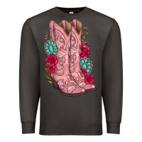 Smoke floral cowgirl boots Premium Sweatshirt - texasbilliewilder