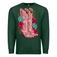 Sports Green floral cowgirl boots Premium Sweatshirt - texasbilliewilder