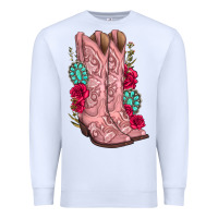 White floral cowgirl boots Premium Sweatshirt - texasbilliewilder