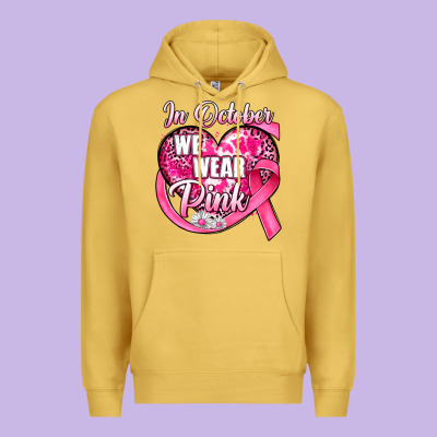 In October We Wear Pink Heart Premium Hoodie Designed By Jahusdesignshop