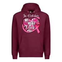 Burgundy in october we wear pink heart Premium Hoodie - JahusDesignShop