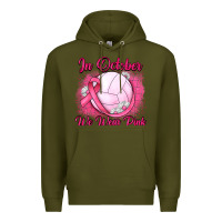 Army Green in october we wear pink breast cancer valleybal Premium Hoodie - JahusDesignShop
