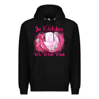 Black in october we wear pink breast cancer valleybal Premium Hoodie - JahusDesignShop