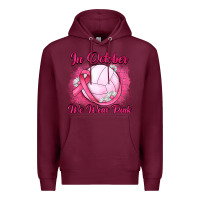 Burgundy in october we wear pink breast cancer valleybal Premium Hoodie - JahusDesignShop