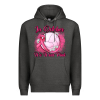 Charcoal Heather in october we wear pink breast cancer valleybal Premium Hoodie - JahusDesignShop