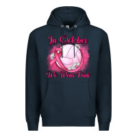 Navy in october we wear pink breast cancer valleybal Premium Hoodie - JahusDesignShop