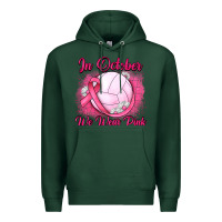 Sports Green in october we wear pink breast cancer valleybal Premium Hoodie - JahusDesignShop
