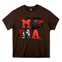 Chocolate Brown Wrestling mama red and black Heavy Core Tee - LillyAllenDesigns