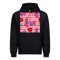 Black valentines day heart and love balloons seamless pattern Urban Hoodie - BundleAndBundleShop