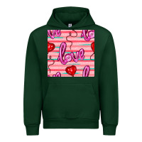 Forest Green valentines day heart and love balloons seamless pattern Urban Hoodie - BundleAndBundleShop