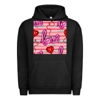 Pigment Black valentines day heart and love balloons seamless pattern Urban Hoodie - BundleAndBundleShop