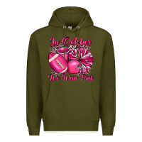 Army Green in october we wear pink cheer with football breast Premium Hoodie - JahusDesignShop