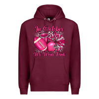 Burgundy in october we wear pink cheer with football breast Premium Hoodie - JahusDesignShop