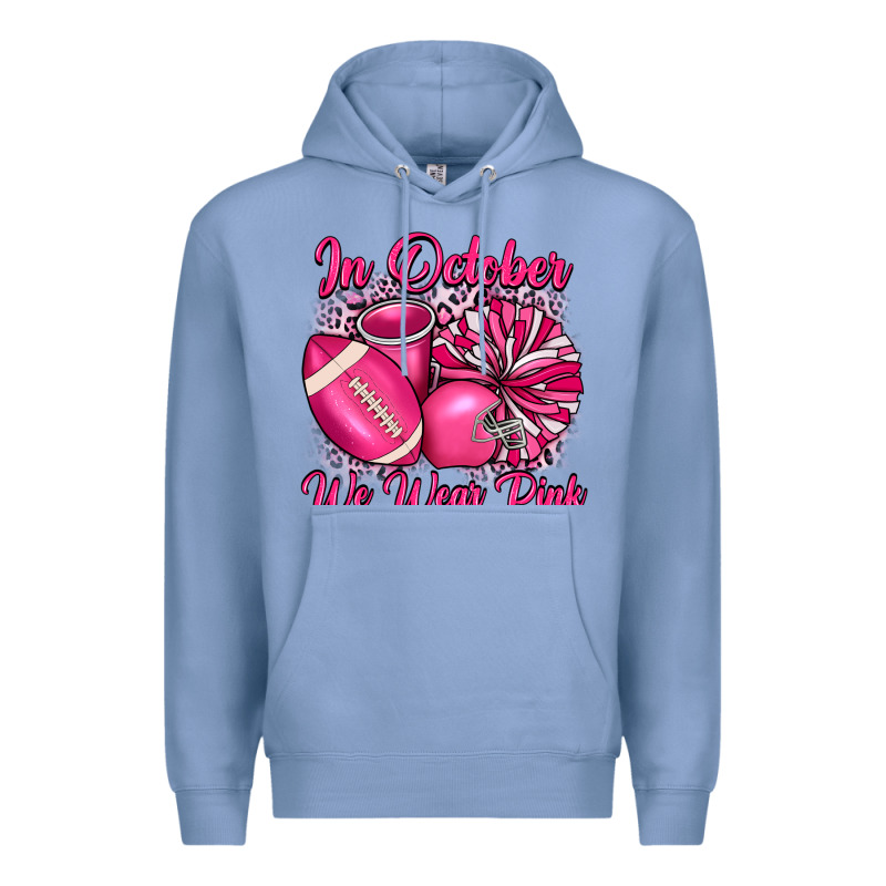 In October We Wear Pink Cheer With Football Breast Premium Hoodie by JahusDesignShop | Teevron