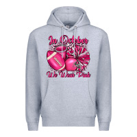 Heather Grey in october we wear pink cheer with football breast Premium Hoodie - JahusDesignShop