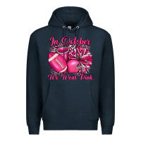 Navy in october we wear pink cheer with football breast Premium Hoodie - JahusDesignShop